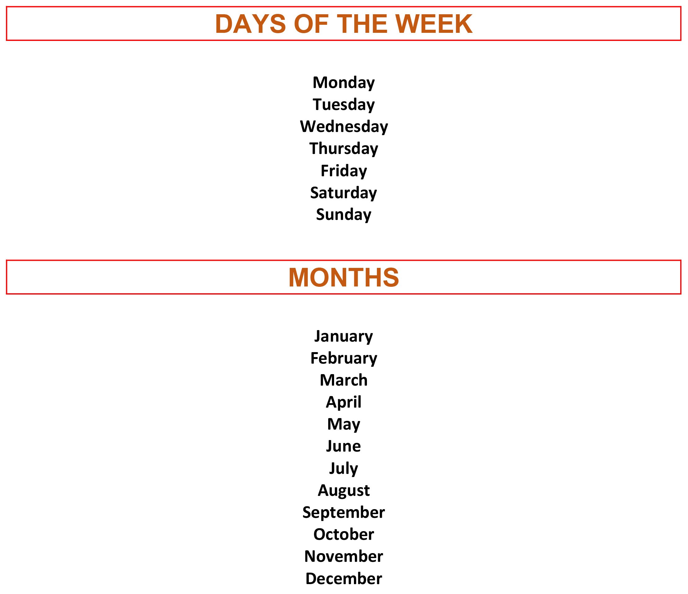 Days And Months Grammar Review